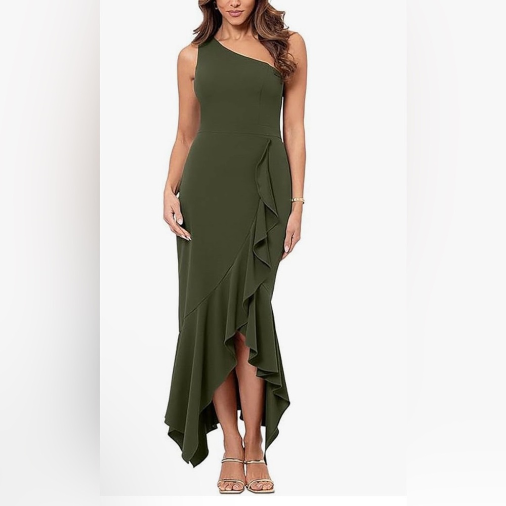 Xscape Womens Panel Hi Low Cocktail and Party Dress Sz 4